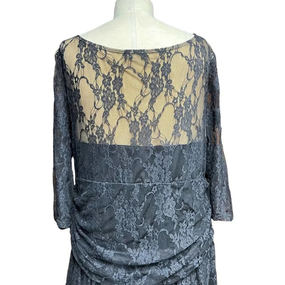 Kiyonna Black Nude‎ Lace Ruched Luna Dress Plus Size 2X - Picture 6 of 12